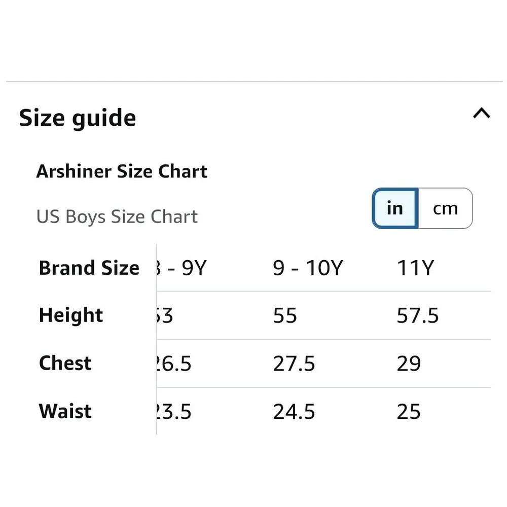 Arshiner check measurements